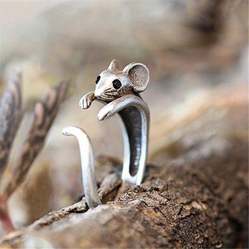 Cute Mouse Open Ring Niche Animal Design Finger Ring Jewelry Party Favors Daily Wear