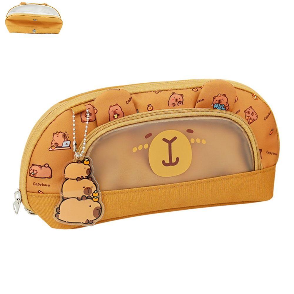 Cartoon Capibara Pencil Case Multi-layer Stationery Bag Kawaii Pencil Pouch  School Supplies