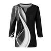 Women's Fashion Shirt Casual Raglan Sleeve Pocket V Neck 3/4 Sleeve Loose Printed T-shirt Women's Top