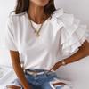 Women's Summer Simple Fashion Ruffle Short Sleeve O-Neck T-Shirt