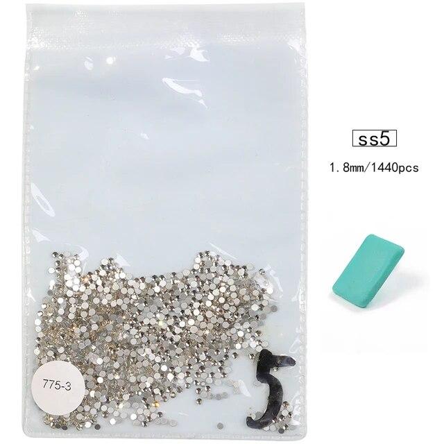 SS3-SS30, 1440 шт., супер блестящие многоцветные стразы с плоской задней частью без горячей фиксации для украшения ногтей, обуви и танцевальных украшений