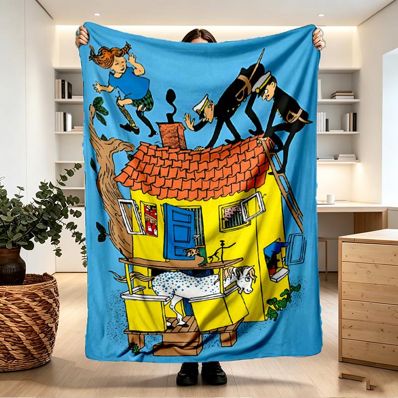 Pippi Longstocking Print Blanket - Soft & Comfortable, for Bedroom, Travel, Sofa, Home Decoration - Birthday Christmas Gift for Friend