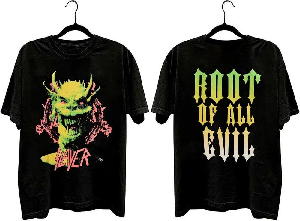 Double Sided Slayer Root Of All Evil Classic Style Unisex Black Shirt