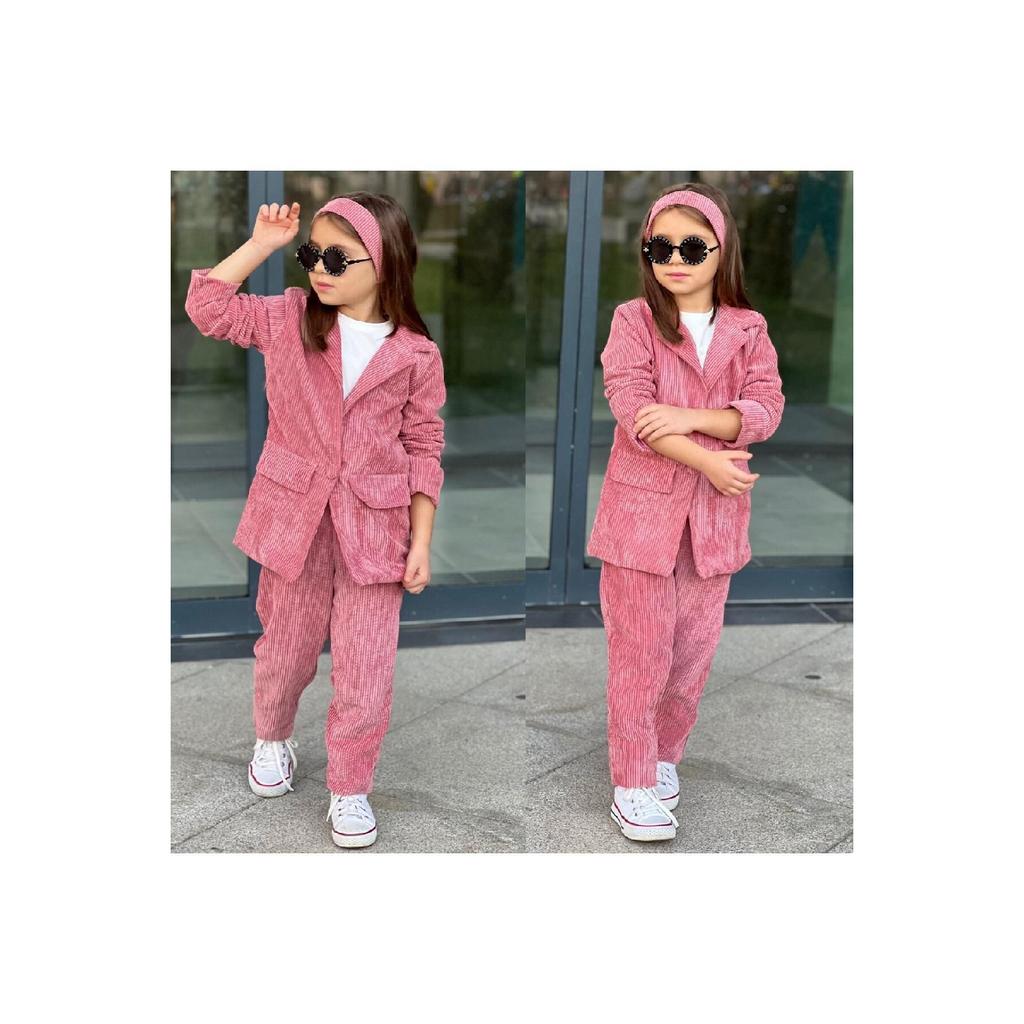 Girls' Velvet Cool Elegant 3 Piece Jacket Set 9068 Mink