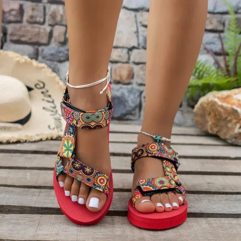 Fashion 2024 Brand Ladies Shoes Open Toe Women's Sandals Summer Casual Sandals Women Mixed Color Light Flat Platform Ladies Shoes