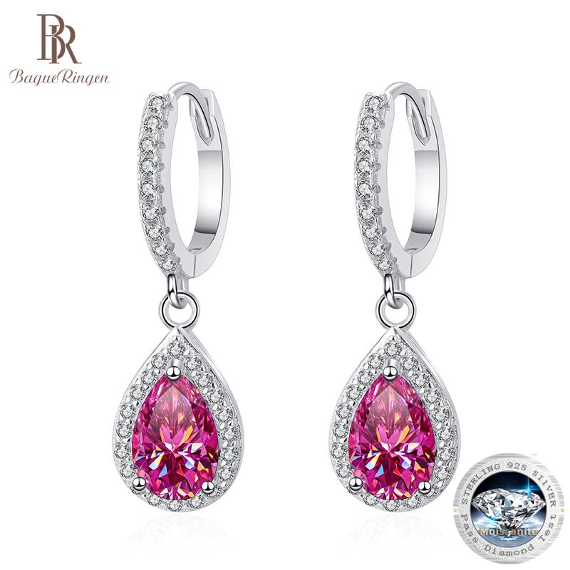 Bague Ringen 1 карат грушевидной огранки с муассанитом, серьги-капли для женщин, сверкающие бриллианты, роскошное качество, стерлинговое серебро S925, ювелирные изделия, подарки