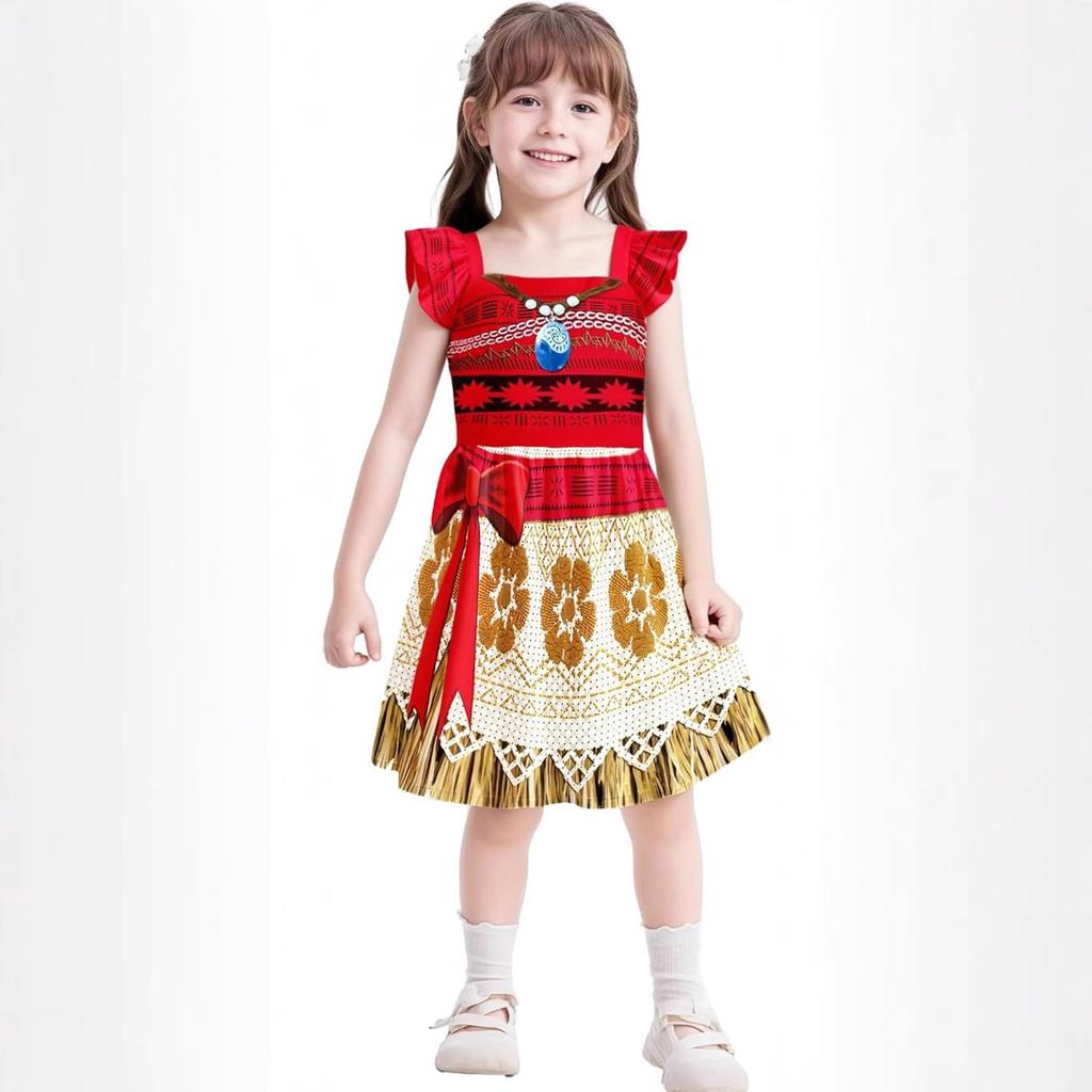Moana Inspired Girls Fringed Beach Performance Dress