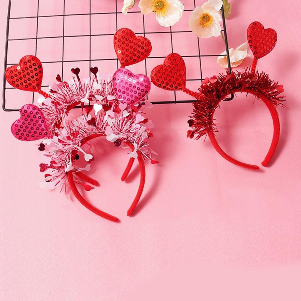 Нежная повязка на голову на День святого Валентина с сердцем, девичья повязка на голову на День святого Валентина с мишурой, женский подростковый блестящий аксессуар для волос