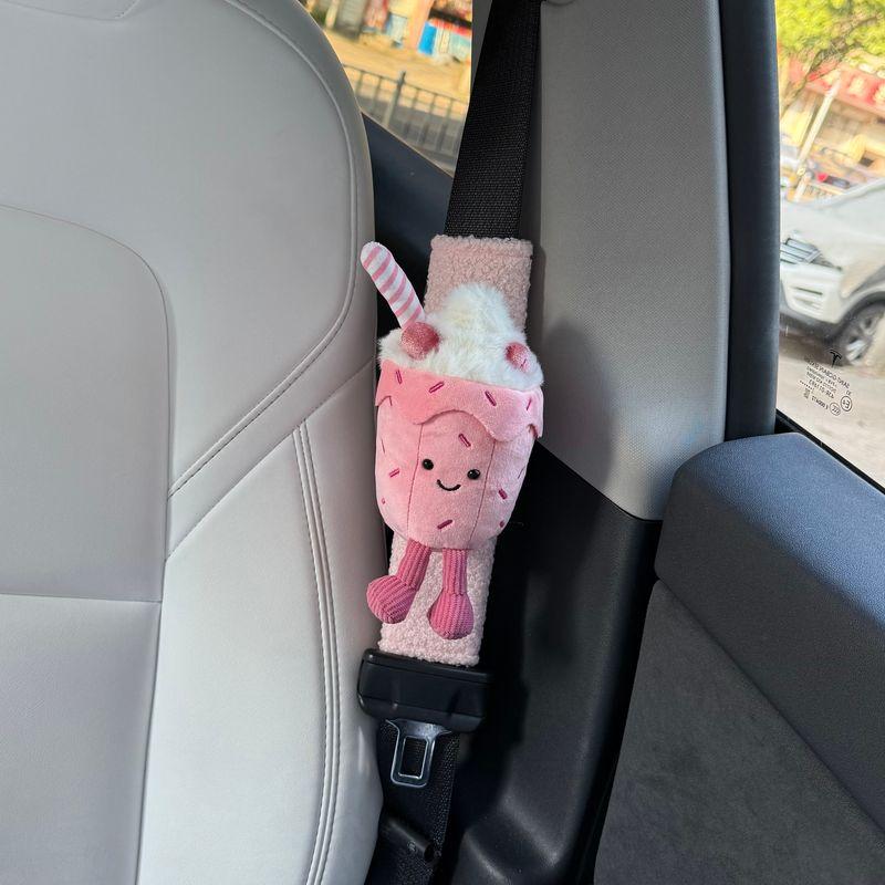 Original Strawberry Milkshake Ice Cream Doll Car Seatbelt Shoulder Pad Car Decoration New Car Gift Cute