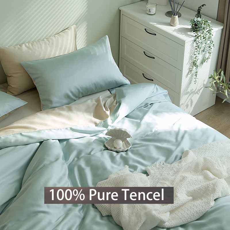 Роскошный комплект постельного белья из лиоцелла Tencel из 4 предметов: мягкая простыня на резинке и пододеяльник и наволочки, дышащее постельное белье для комфорта как в отеле
