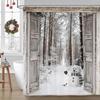 Зимняя Рождественская Занавеска для Душа, Милый Снеговик Зимний Лес Сосна Сцена Занавеска для Душа Для Ванной Комнаты Рустик Фермерский Дом Рождество