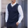 Men's Cross-Border Sleeveless Knitted V-Neck Waistcoat - Large Size, Casual Thickened Vest