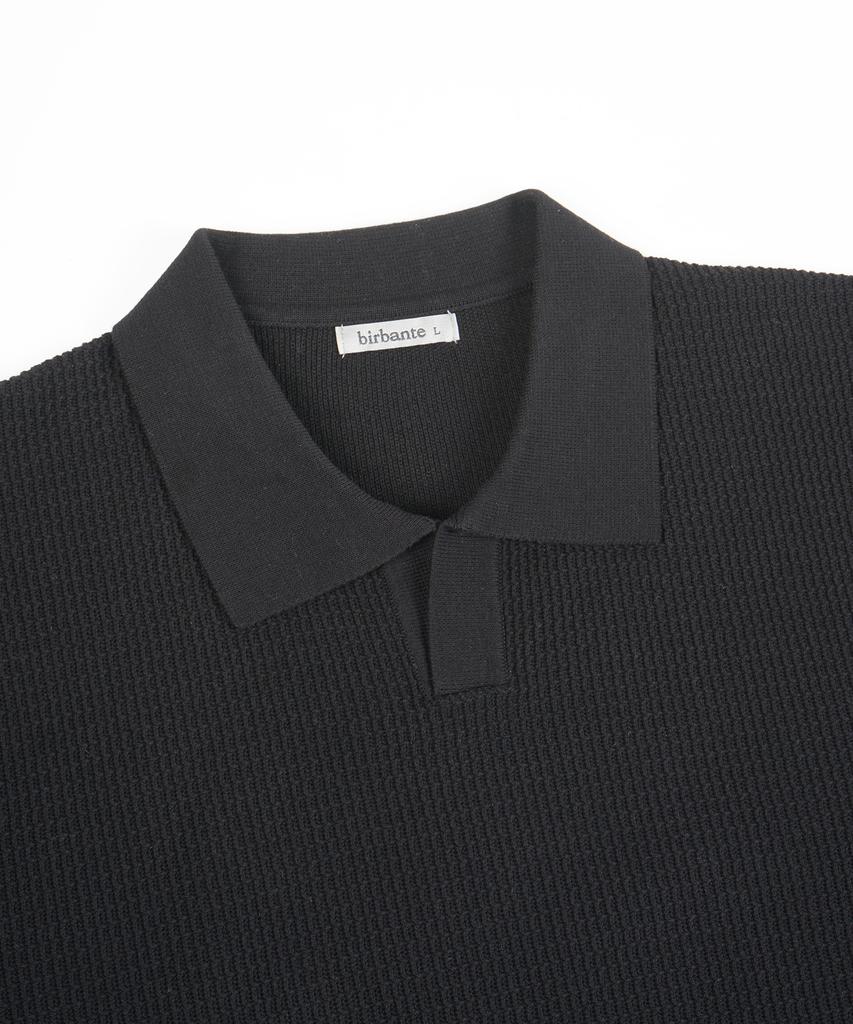 BIRBANTE Summer Washable Essential Collared Knit - Black