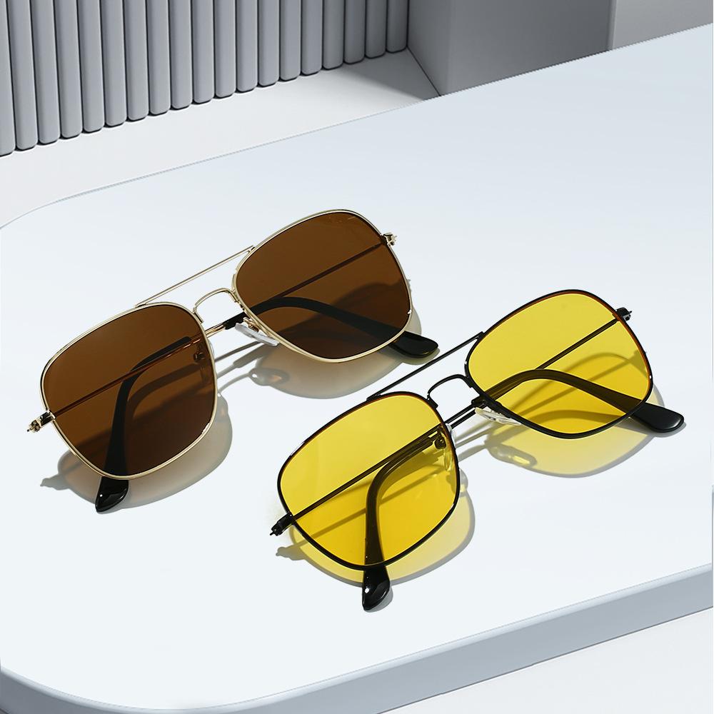 New high-end sunglasses Internet celebrity personalized sunglasses Metal double beam driving fishing cycling versatile sunglasses