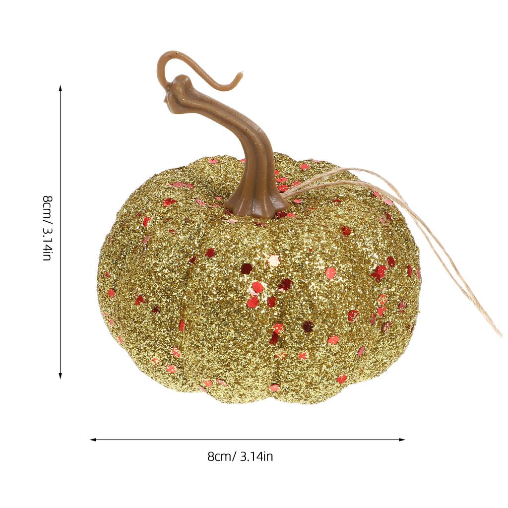 6Pcs Lifelike Sparkling Glitter Pumpkins Halloween Party Decor Fake Fall Harvest Ornament Mini Table Centerpiece Mantel Display