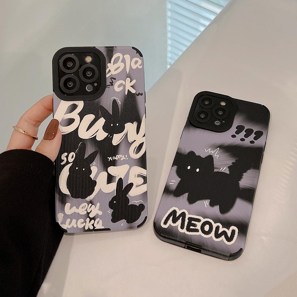 Черный кролик, новинка 2023, силиконовый мягкий милый чехол Ins для Iphone 13 12 Promax 14 11 Pro Max Plus Xsmax Xr X, чехол для телефона