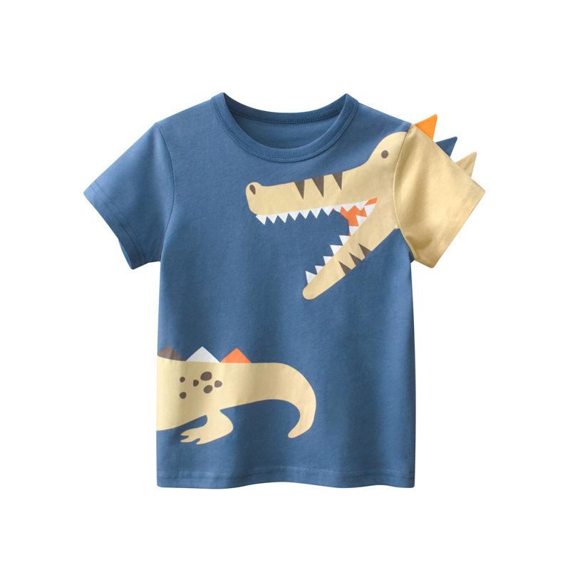 Korean Summer Boys Dinosaur Print Short Sleeve T Shirt for Toddlers