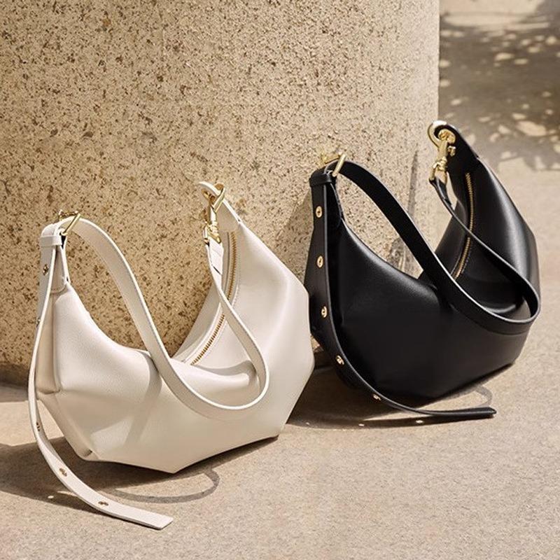 Bag Women's Soft Leather Folded Versatile Dumpling Bag Niche Casual One Shoulder Croissant Bag
