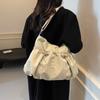 Drawstring Shoulder Bag Solid Color Women's Crossbody Bag Travel Tote Bag