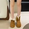Thick Soled Short Tube Snow Boots for Women Autumn and Winter Frosted with Thick Velvet for Warmth One Foot Women's Cotton Shoes