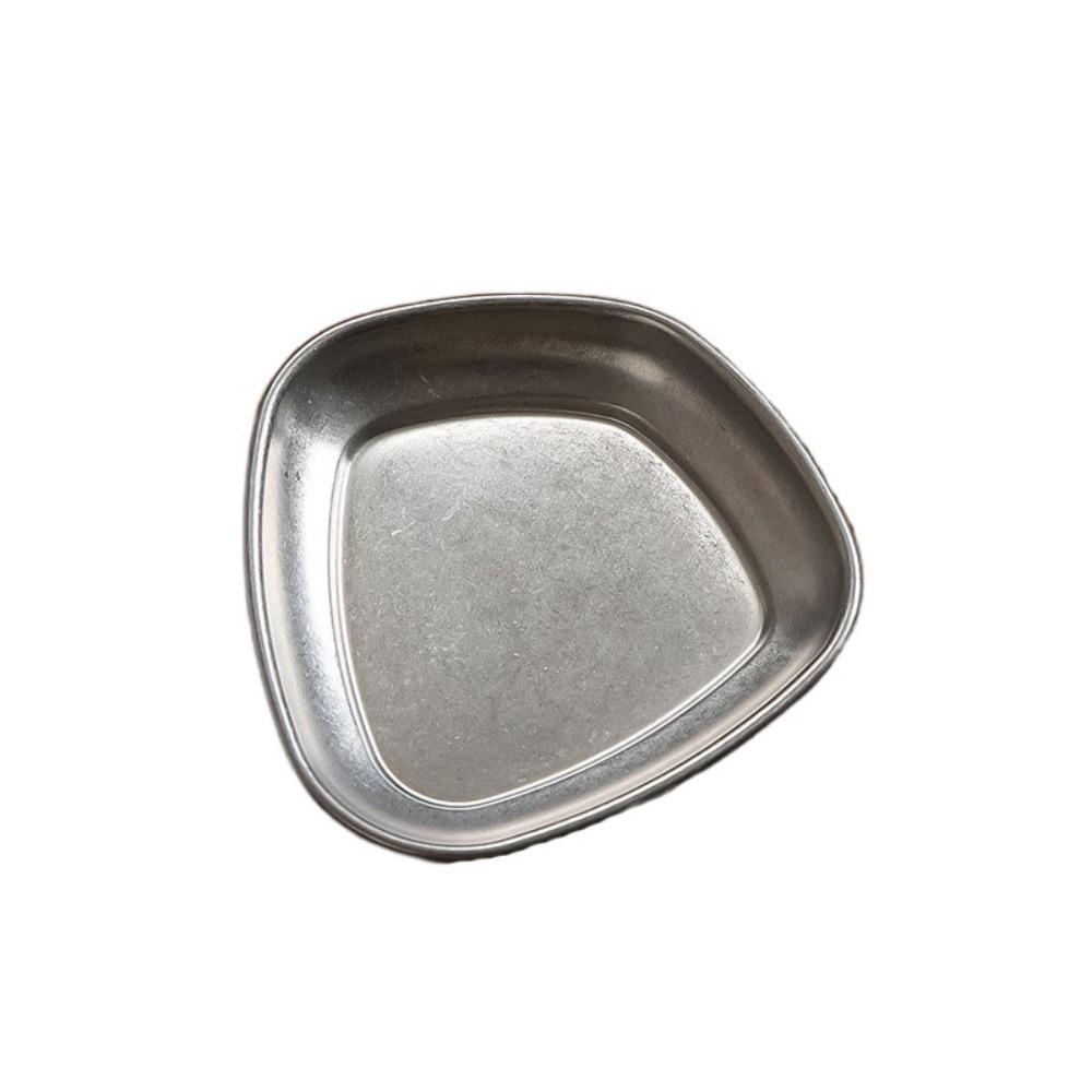 2Pcs Stainless Steel Korean Sauce Dish Irregular Shape Industrial Style Condiment Dish Vintage Separated Seasoning Tray BBQ