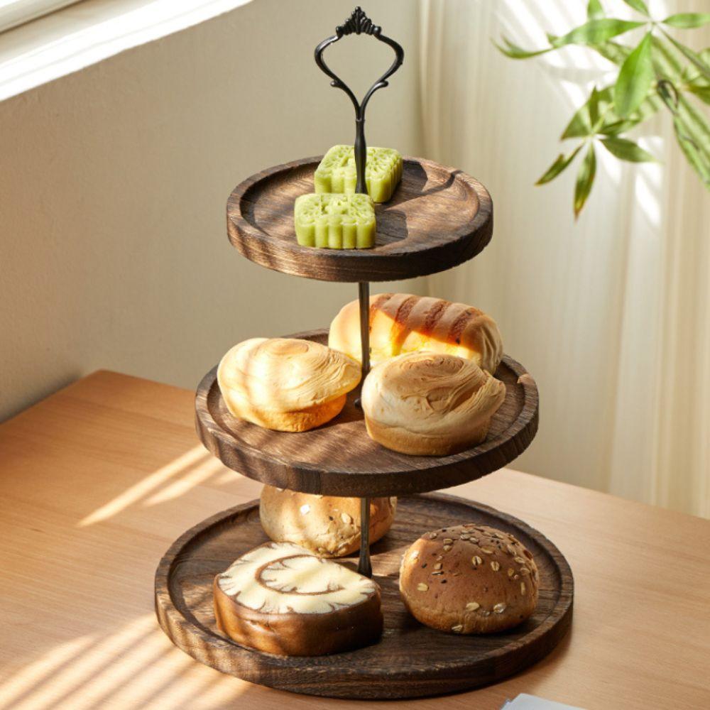 2/3-layer Decorative Cake Stand Wooden Material Snack Dish New Dessert Display Rack Tea Party