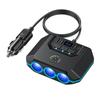 120W 12-24V Car Cigarette Lighter Splitter Adapter Auto 3 USB PD Power Socket With ON/OFF LED Voltage with Compass Car Charger