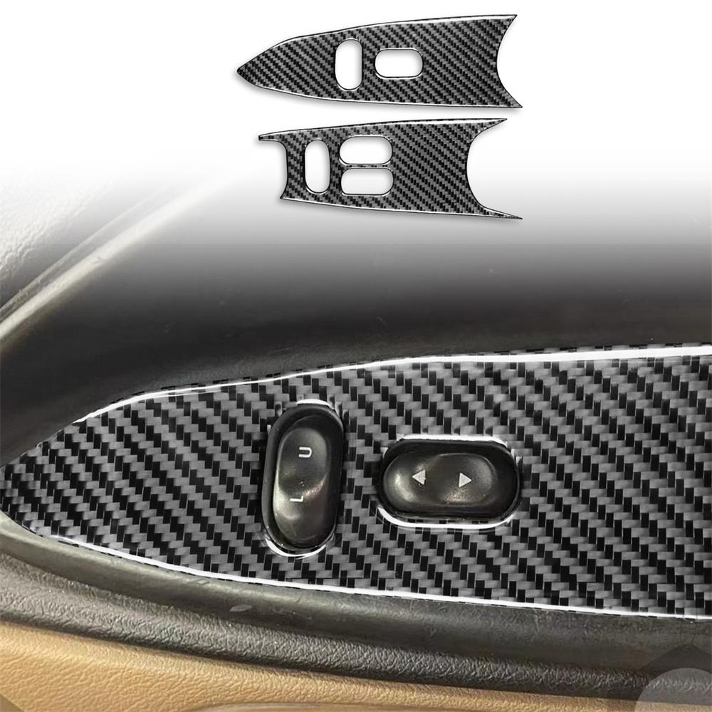 Real Carbon Fiber Interior Window Lift Switch Panel Trim For Ford Mustang 96-03 LHD Only