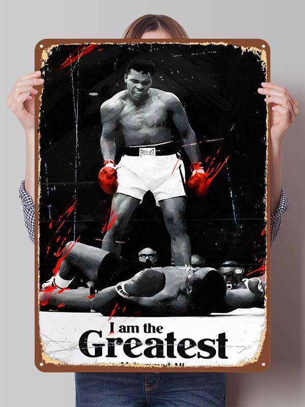 Металлические постеры с изображением Мухаммеда Али, боксера, декор для комнаты, изготовленные на заказ металлические таблички с боксерскими мотивами для украшения стен, ретро-стиль для дома и мужской тематики.