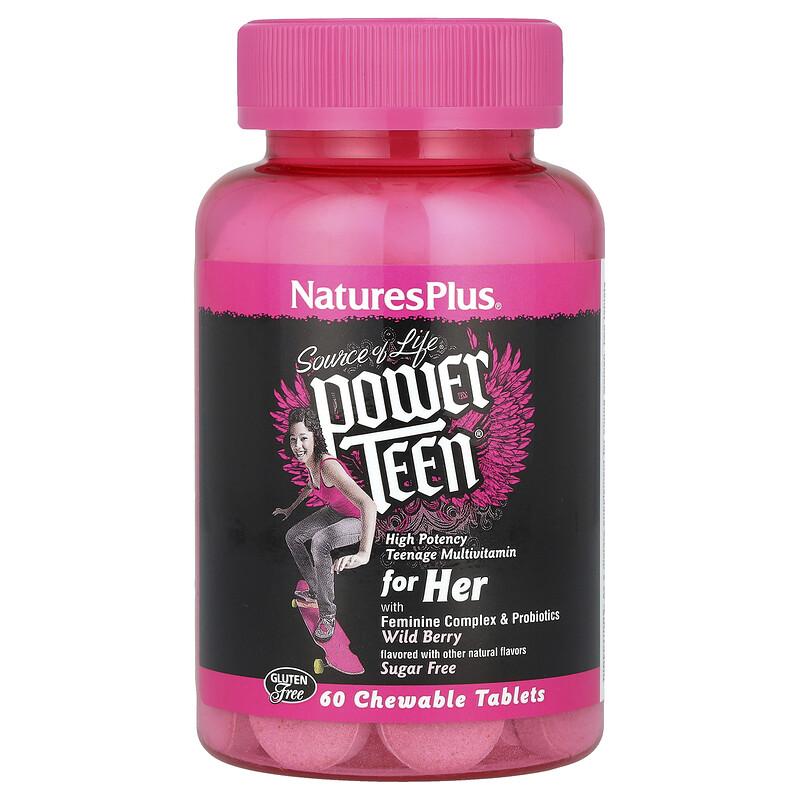 Source of Life®, Power Teen® for Her, Sugar Free, Wild Berry, 60 Chewable Tablets