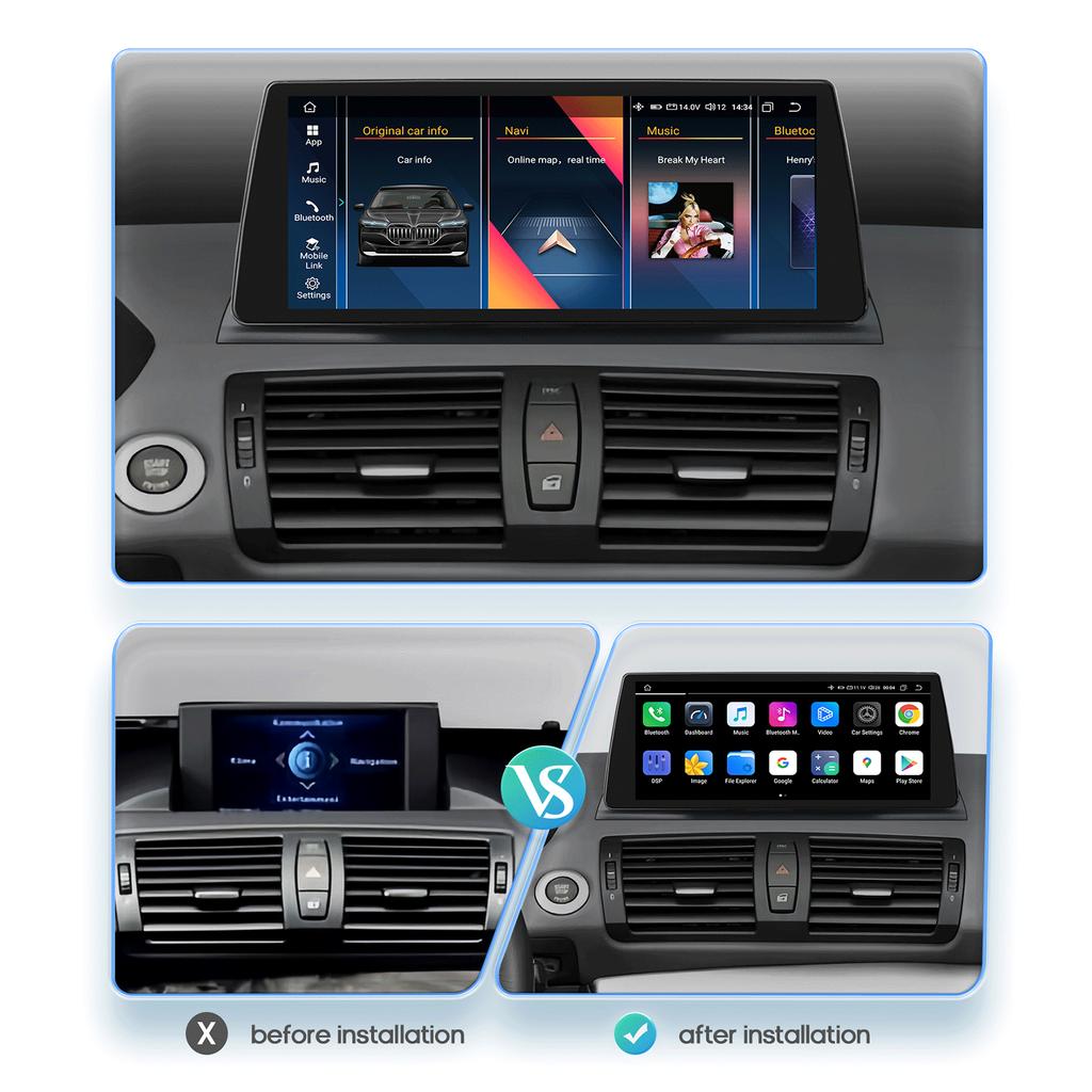 Hizpo 10,25" AI Carplay Android 13 Автомагнитола для BMW 1 серии E81 E82 E87 E88 CCC CIC Без экрана мультимедиа 2din Автомагнитола GPS Стерео Интеллектуальный RDS