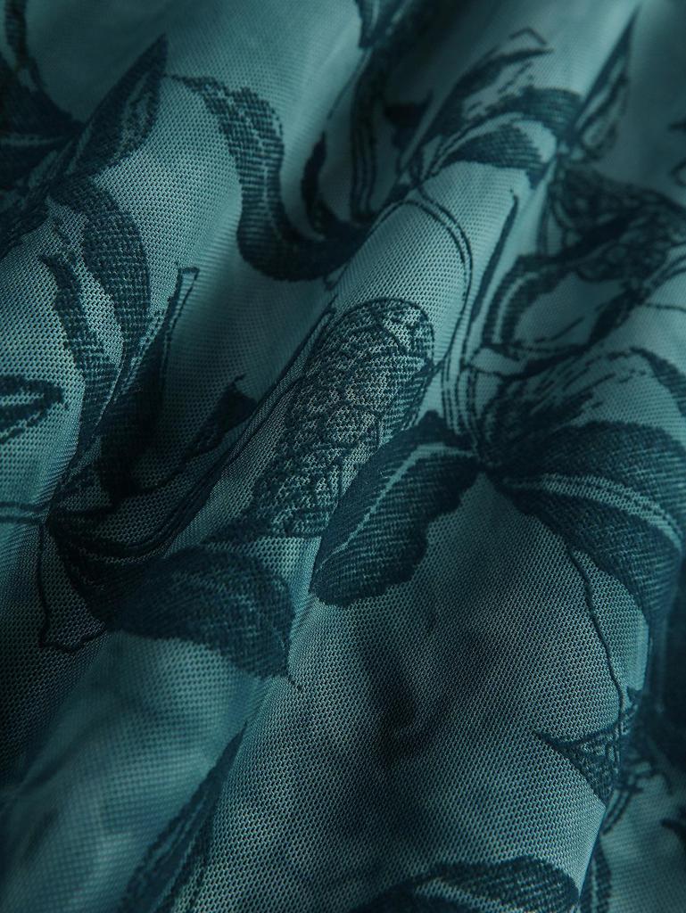 Rosegal Plus Size Floral Leaf Printed Mesh Straps Cut Out Grommet A Line Vintage Ombre Tank Dress