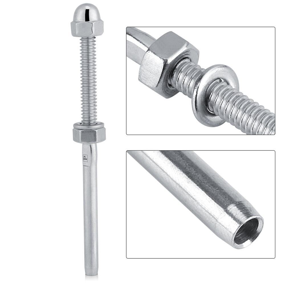 10pcs Silver Threaded Stud Ends Stainless Steel Cable Connector Cable Tensioner Staircase Railing