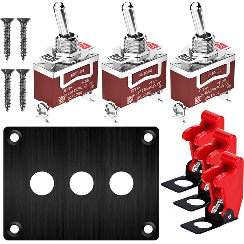 10A/12VDC, 6A/24VDC Universal Rocker Toggle Switch with Waterproof Cap, 2 Pin SPST ON/Off Switch with Metal Bat, Used for Car Auto Truck Boat (Pack