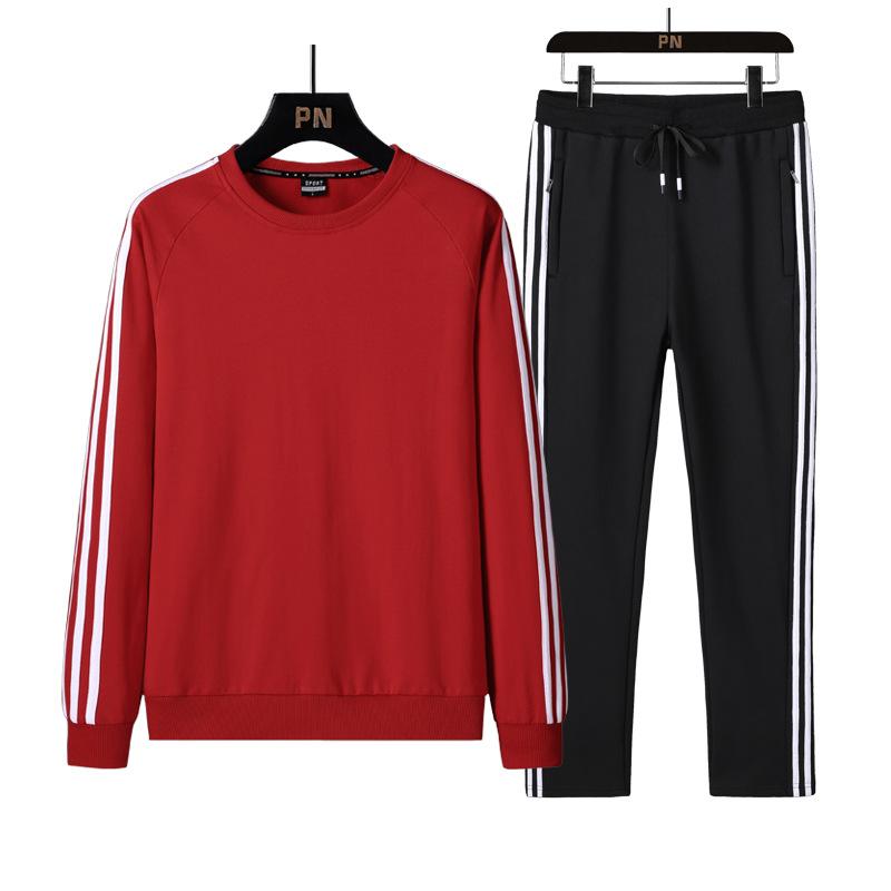 Хлопковый костюм мужской осенне-зимний повседневный спортивный свободный свитер и брюки из двух предметов