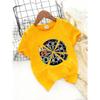 Kids Cartoon Dart Number Print Crewneck Short Sleeve Casual Tee