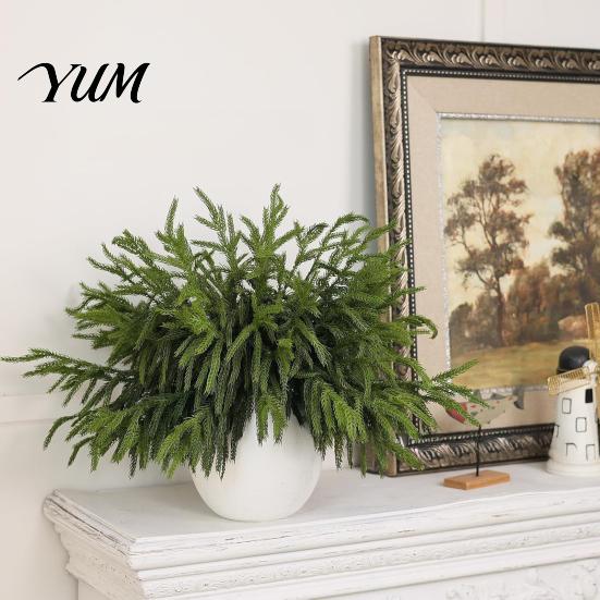Seasonal Home Accent Plants 17.7" Lifelike Touch Artificial Norfolk Pine Branches for Vase, Christmas Faux Stems, Fake Decorative Mantels And