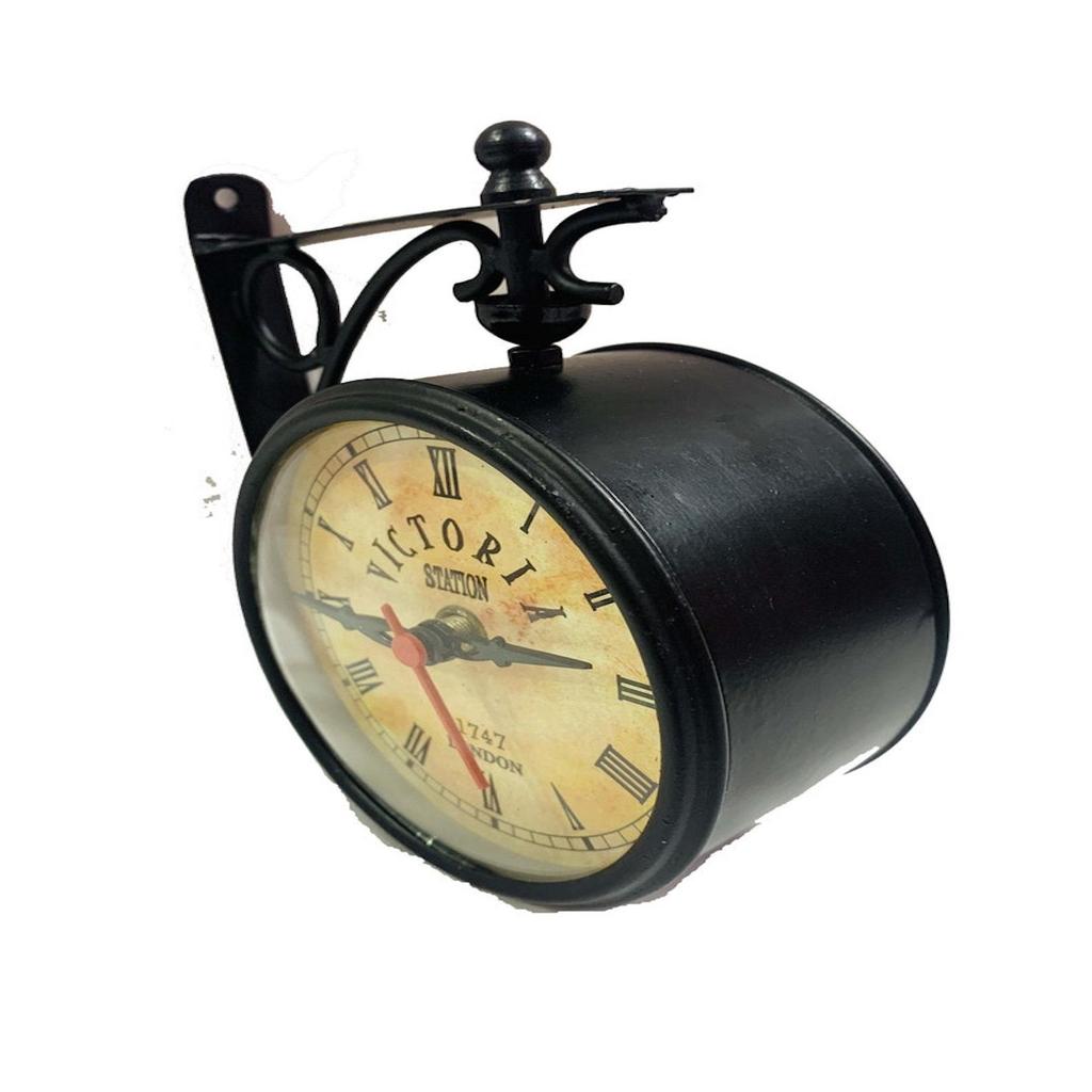 4" Black Finish Victoria Station Double Sided Wall Clock/Home & Office Decorative Clock/Best for Gift
