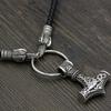 Норвежское скандинавское ожерелье с головой волка, ожерелье викинга, Молот Тора, ретро-стиль, мужское ожерелье с головой вороны