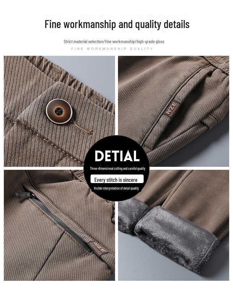 Мужские прямые узкие повседневные длинные брюки 2023 года с бархатом