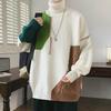 Men's Warm Knitted Winter Turtleneck Sweater - Contrast Design, Long Sleeve
