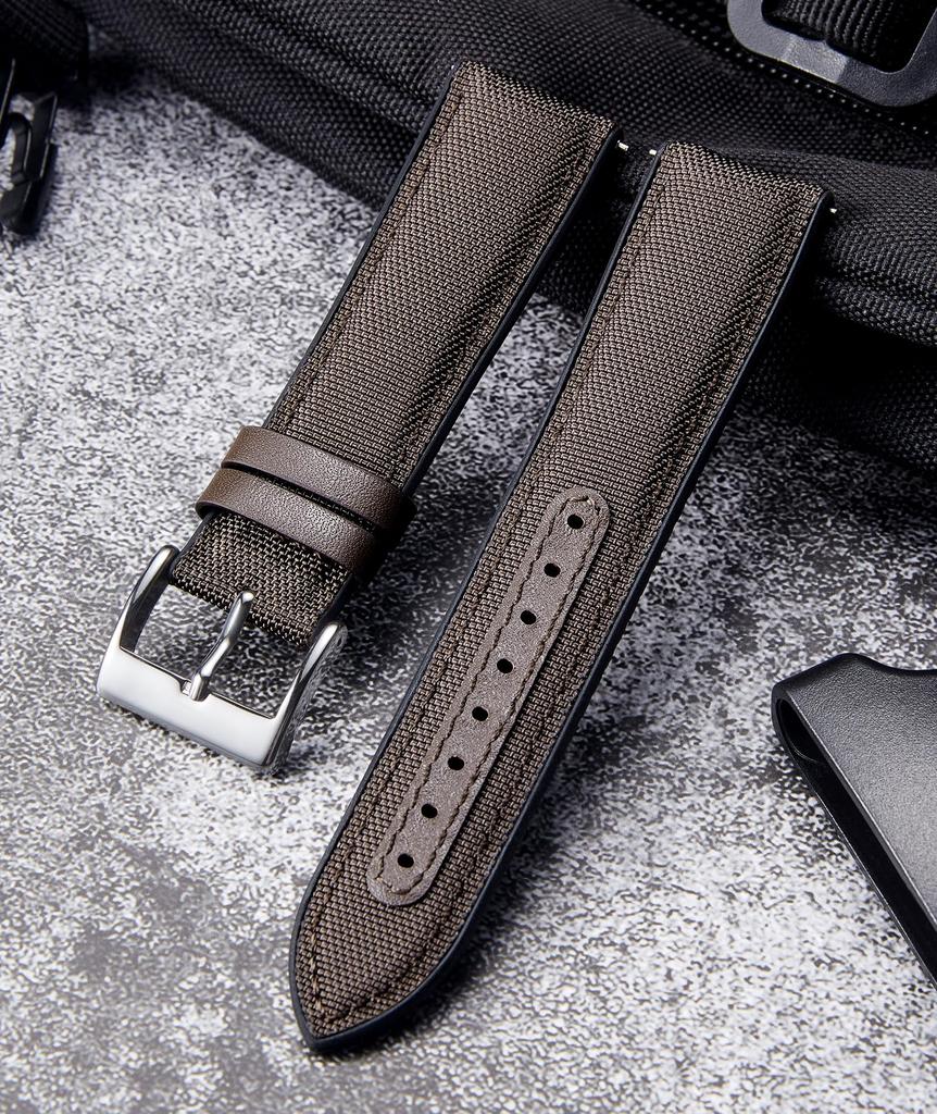 BINLUN Нейлоновый силиконовый ремешок для часов с быстросъемным механизмом, гибридный ремешок для часов из канвы и резины для мужчин и ремешок с 9 пряжками, 18 мм, 19 мм, 20 мм, 21 мм, 22 мм,