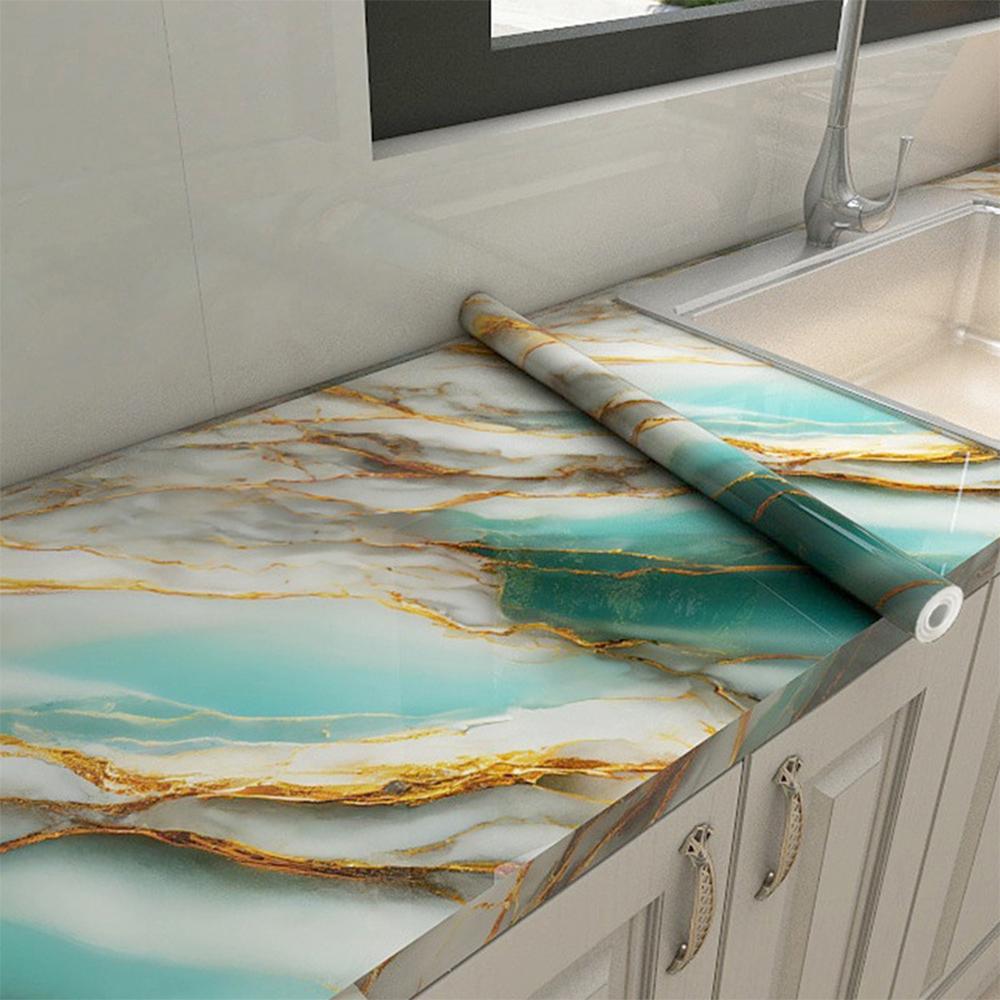 Marble Oil Resistant 40cm Kitchen Sticker Self-adhesive Waterproof Cabinet Stove Top Wallpaper Desktop Bathroom Decoration