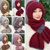 New Winter Knitted Skullies Hat Scarf Set Ear Protection Thickened Beanie Scarf Warm Scarf Cap H6X6