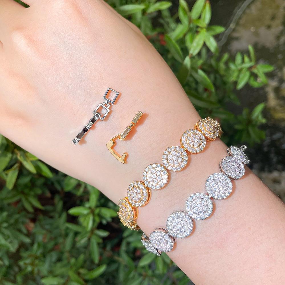 Браслет из круглого циркония с полным бриллиантом, изысканное ювелирное изделие, регулируемый с удлиненной застежкой, свадебное украшение
