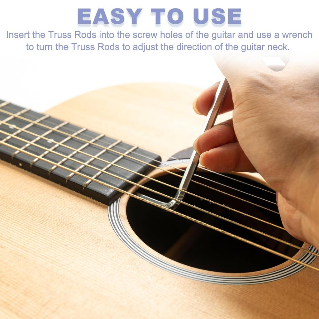 Uxcell Стержень для ремонта гитары, Анкерный стержень для гитары, Двусторонний стержень для гитары, Тонкий, 4 мм, с L-образным ключом, для ремонта инструментов, 380 мм, Черный, Упаковка из 4 штук