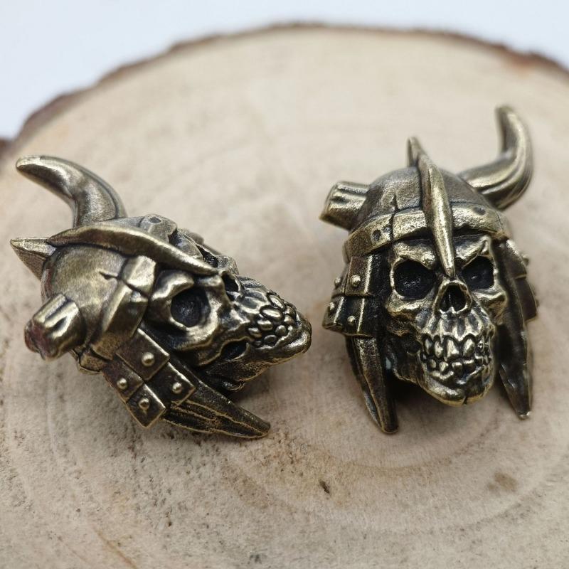 Голова Черепа Солдат Латунные Бусины для Ножа EDC DIY Плетеные Браслеты из Паракорда Брелок Брелоки Аксессуары Туристический Инструмент Шармы