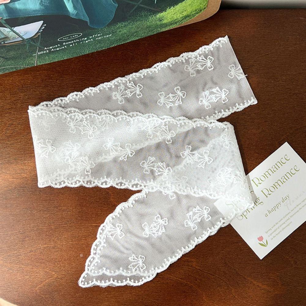 Soft Wrap Sweet Bow Headband Adjustable Ribbon Hair Strap French Lace Hair Scarf Wedding
