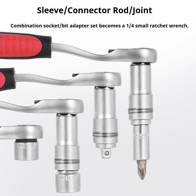17-Piece Ratchet Socket Set with Double-Action Wrench, 12-Point Socket Bits, Extension Bar, Screwdriver Tools