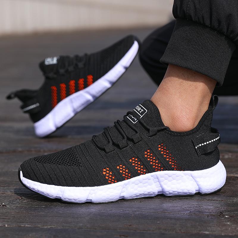 New Men'S Cushioned Running Shoes Knitted Mesh Breathable Soft Soled Sneakers Fashion Forward Lightweight Outdoor Exercise Shoes